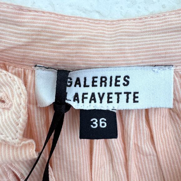 Galeries Lafayette Womens Blouse Top Size 36 / XS 100% Cotton Striped Peach - Picture 2 of 9